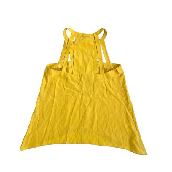 NWT BCBG Yellow Kayleen Silk Halter With Draped Hem Top - Picture 3 of 5